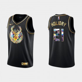 Milwaukee Bucks Trikot Jrue Holiday 21 Nike 2021-2022 Schwarz Golden Edition 75th Anniversary Diamond Swingman - Herren